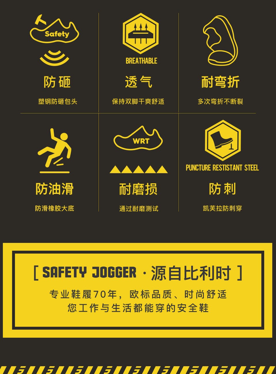 Safety Jogger鞍琸宜 ULTIMA S3 861000 防砸防刺穿防静电耐高温300℃安全鞋高帮棕黄色-37