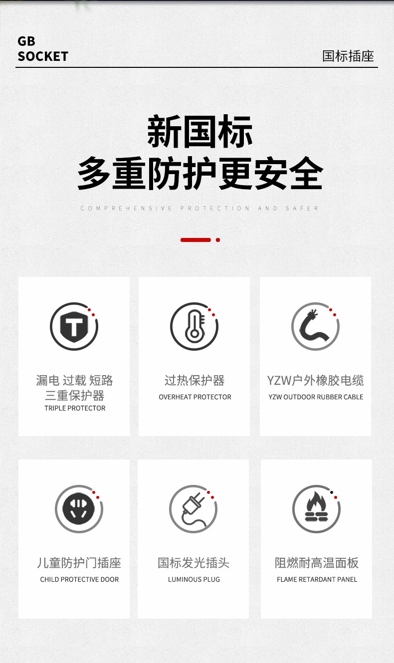 野狼 电源盘绕线盘250V 16A国标插座 漏电保护过热保护 80m线滚子YZW橡胶电缆YL-46FT-11100
