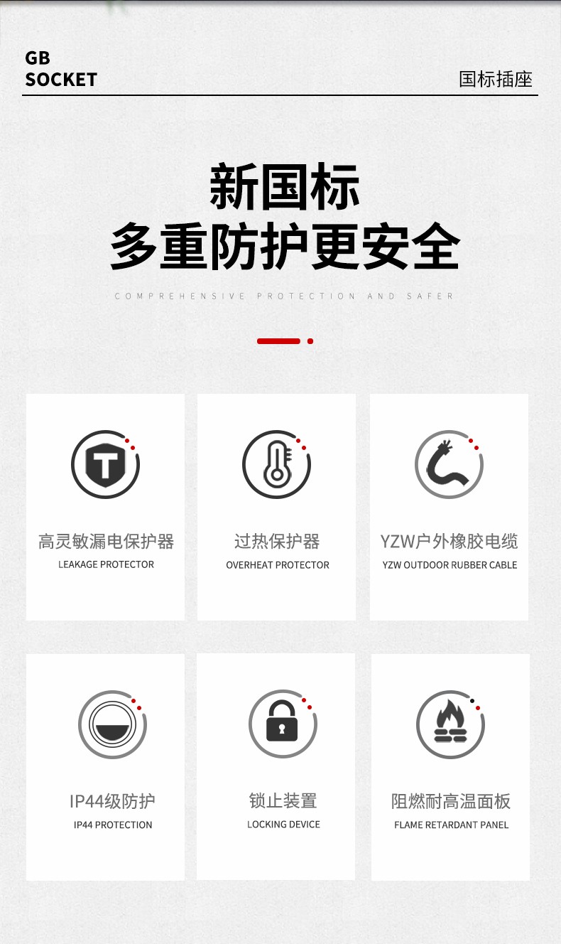 野狼 电源盘绕线盘400V 25A插座 漏电保护过热保护 100m线滚子YZW橡胶电缆YL-46FT-A17100