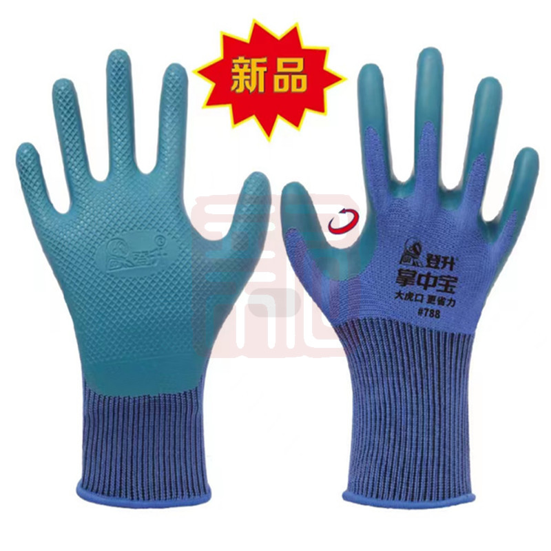 登升 #788 掌中宝 乳胶压纹手套 (绿)-8码