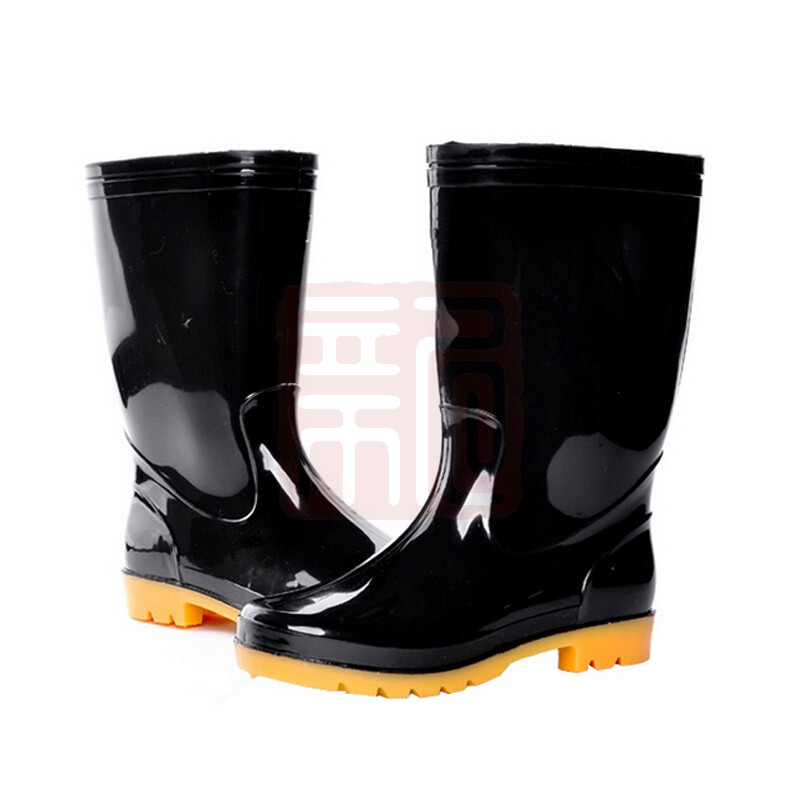谋福 CNMF8422 牛津鞋底橡胶防水防滑 黒色中筒 雨鞋-36