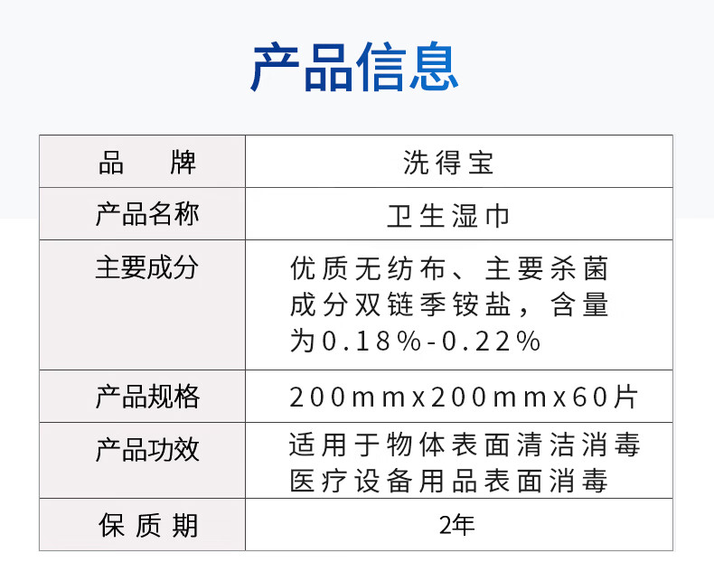 洗得宝 除菌杀菌消毒湿巾 60片/包-单层