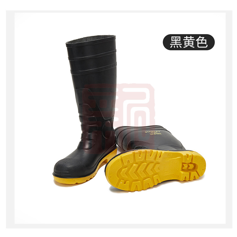 史丹利 ST6501 PVC材质防水耐磨防滑防化 安全靴 黒黄色-37 - 史丹利