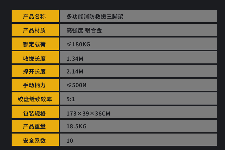 河北东弘 伸缩式 2600磅 20m绞盘+安全带 +防坠器30m 救援三角架