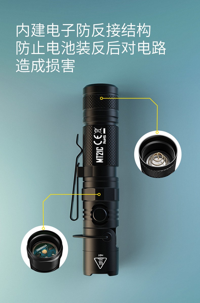 奈特科尔（NITECORE） MT21C高亮强光90度弯折小直便携手电筒磁吸维修露营灯 MT21C旋转90度磁吸手电筒