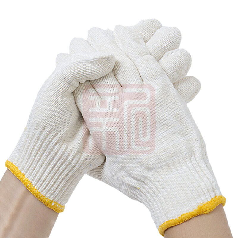 鸣固 棉纱线加厚耐磨工作手套 MG500克 白色