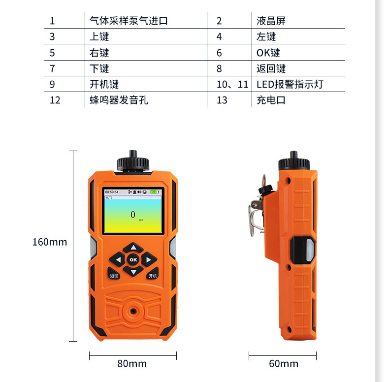 艾科思 X-1（BX） 单一便携泵吸式氧气O2检测仪