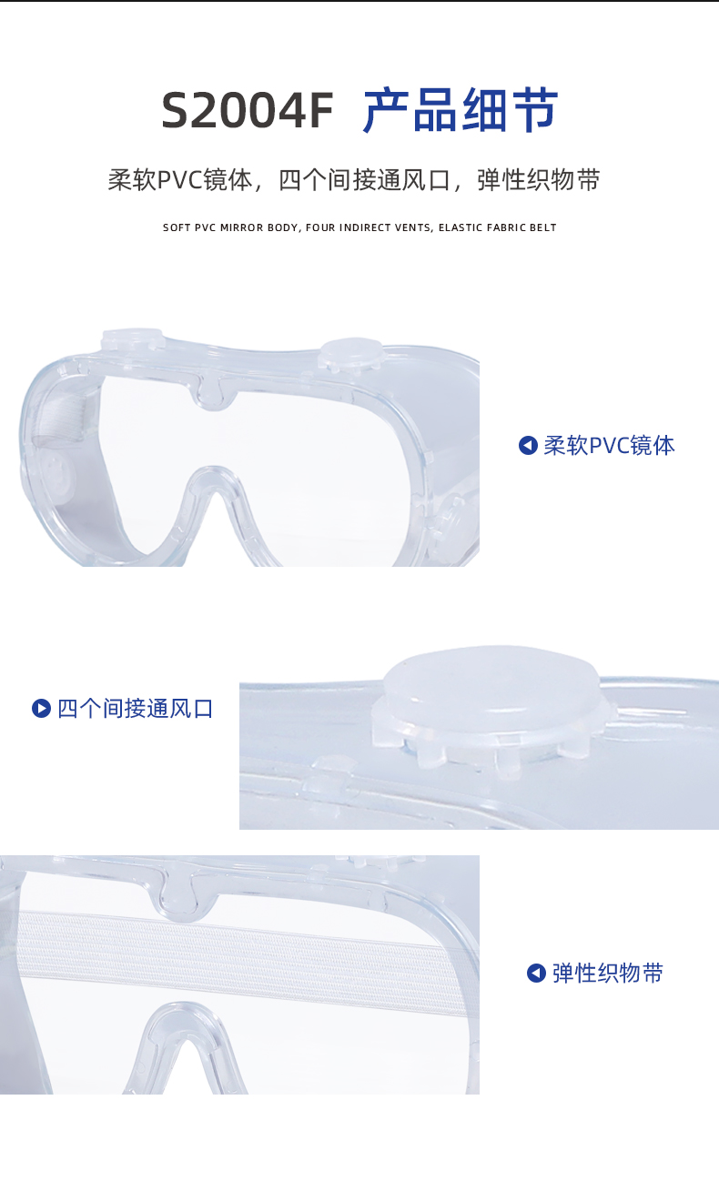 GUANJIE固安捷S2004F四珠透气防雾护目镜（眼罩）