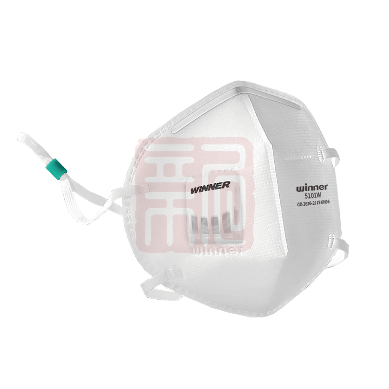 稳健 5101W KN95折叠式口罩 带阀 白色-头戴式