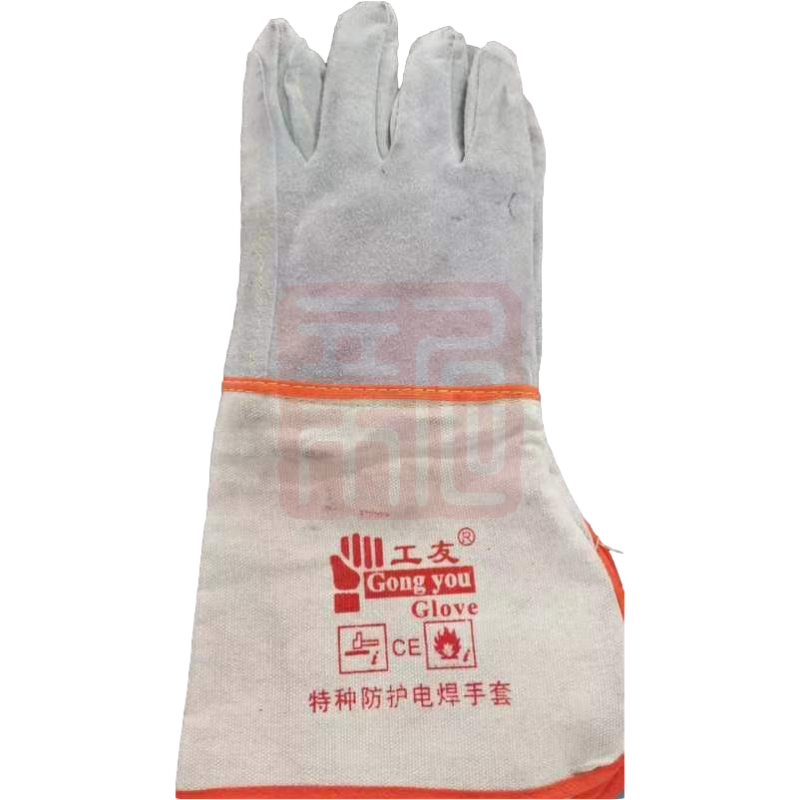 工友 帆布袖牛皮二层加条手套 均码 - 工友