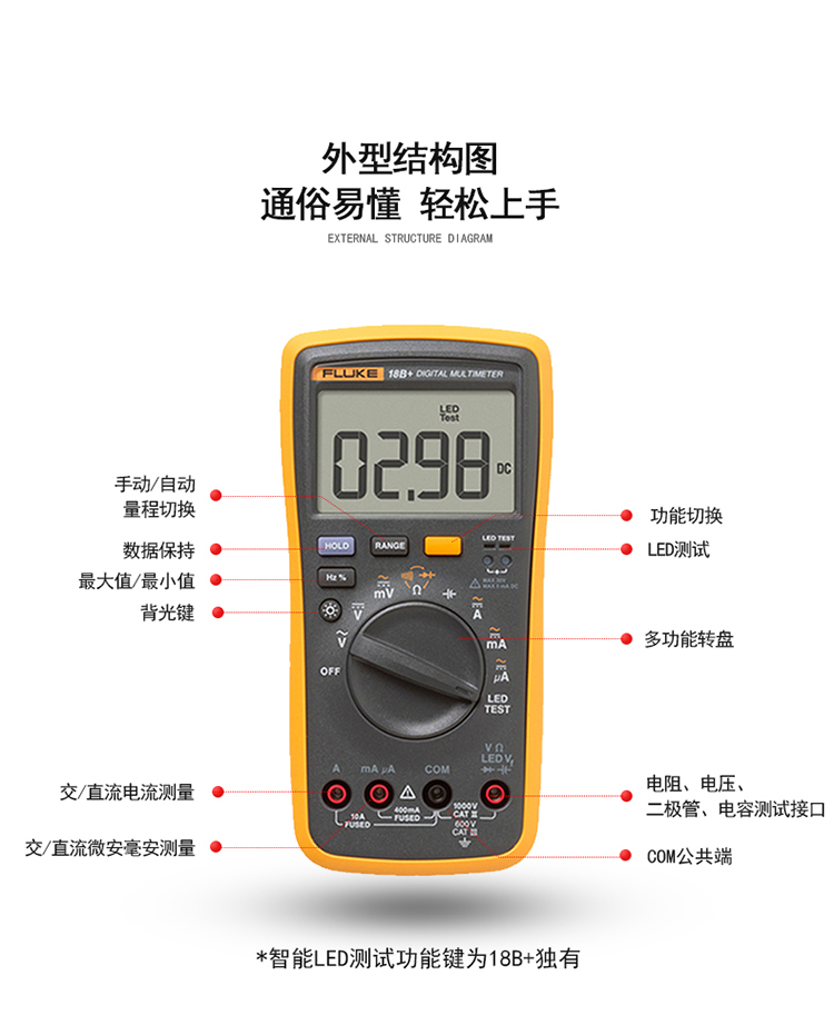 福禄克（FLUKE) 18B+ 数字万用表