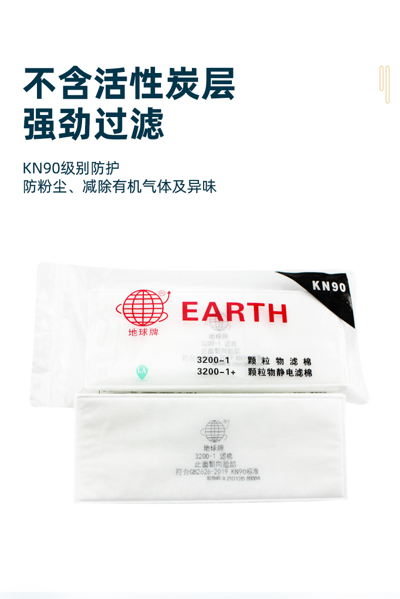 地球3200-1（KN90）防尘滤棉（可搭配 3200 3200A 3201 半面罩）
