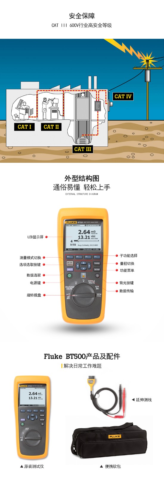 福禄克（FLUKE) BT508/CN 蓄电池内阻测试仪