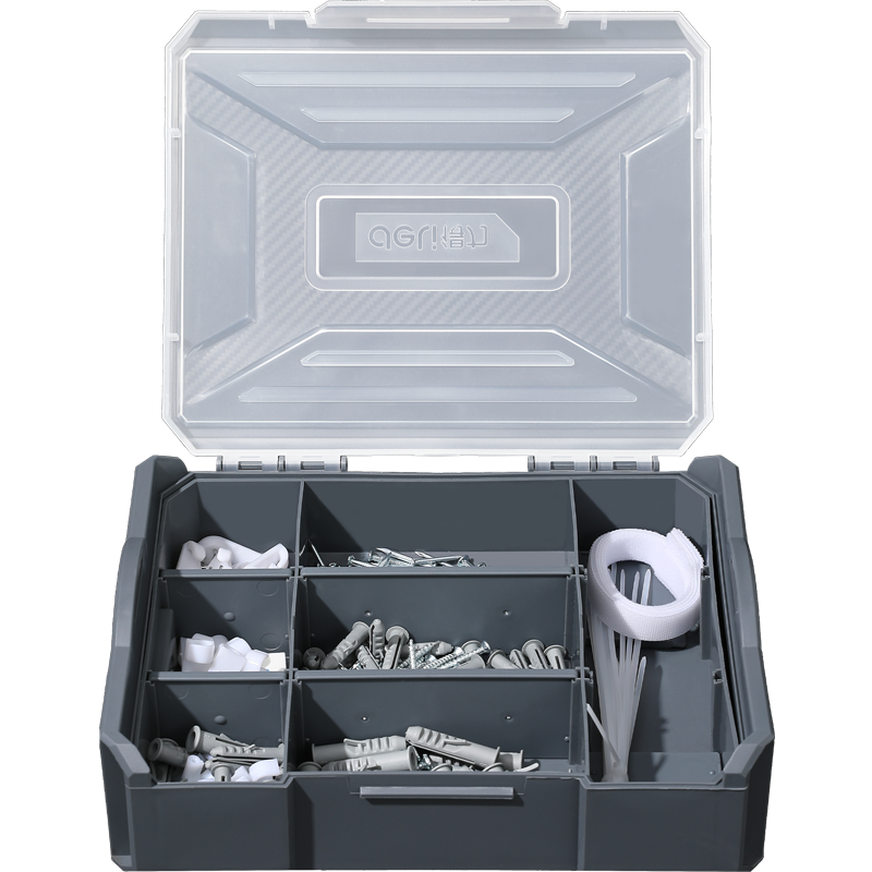 得力工具 叠落式家用组套-零件盒带子件(灰)