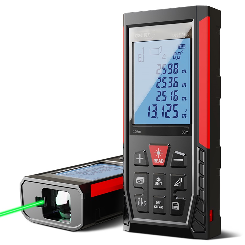 得力工具 激光测距仪绿光语音锂电(红)