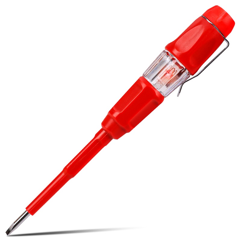 得力工具 绝缘测电笔(红)