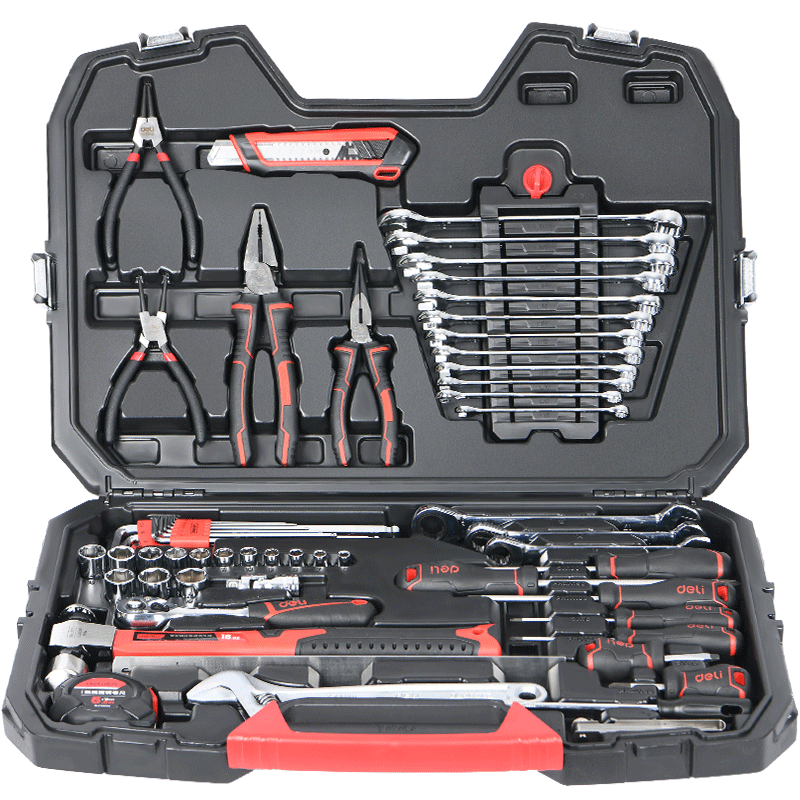 得力工具 (终保)58件机械设备维修组套(红)