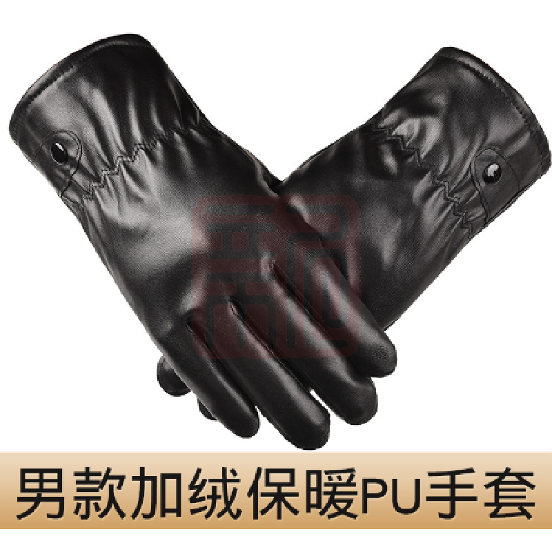 稻草人 男士皮手套冬加绒加厚开车骑车触屏 均码 - 稻草人