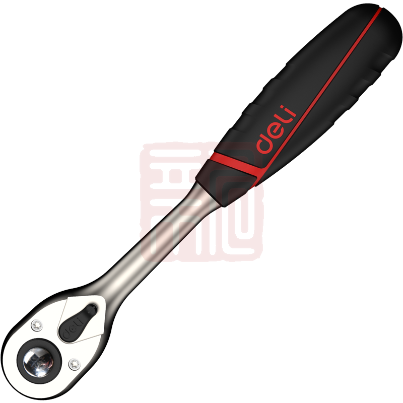 得力工具 DQ41802 (终保)6.3mm系列专业快脱棘轮扳手(红)-6.3MM - 得力