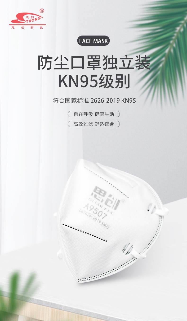 思创ST-A9507 KN95耳带式防尘口罩800只装-白色（05414）