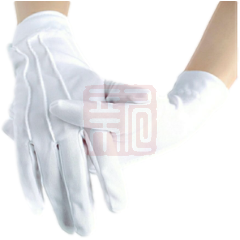 惠荣 白色手套三筋涤棉礼仪司机开车健身表演出美容保安检查检阅薄手套 均码 - 惠荣