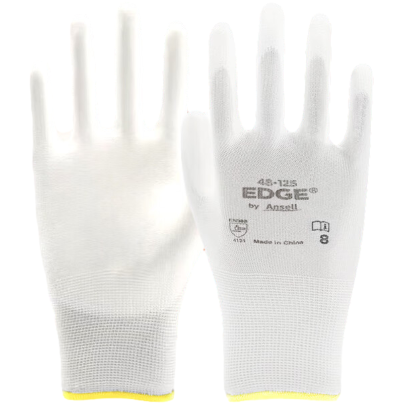 Ansell 安思尔 EDGE 48-125涤纶PU掌部涂层白色手套-6