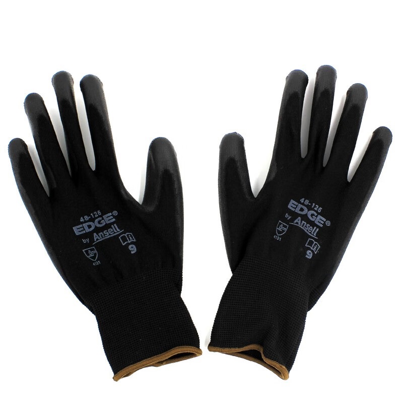 Ansell 安思尔 EDGE 48-126 涤纶PU掌部涂层黑色手套