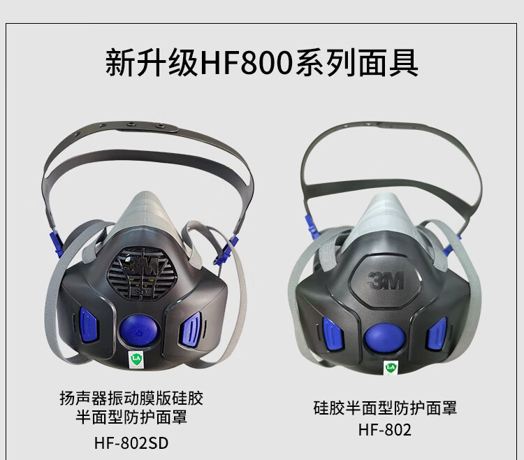 3M HF-802SD扬声器振动膜版硅胶半面型 防护面罩（项目型产品 需报备）