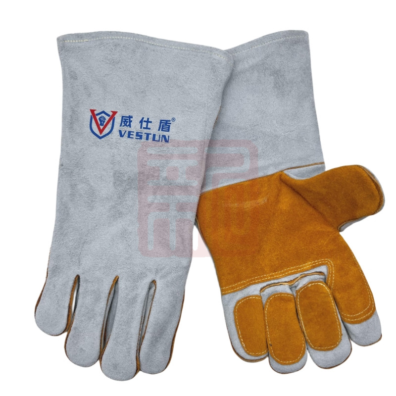 威仕盾 J-2024 A级本色加托上胶三层电焊手套35 cm-均码