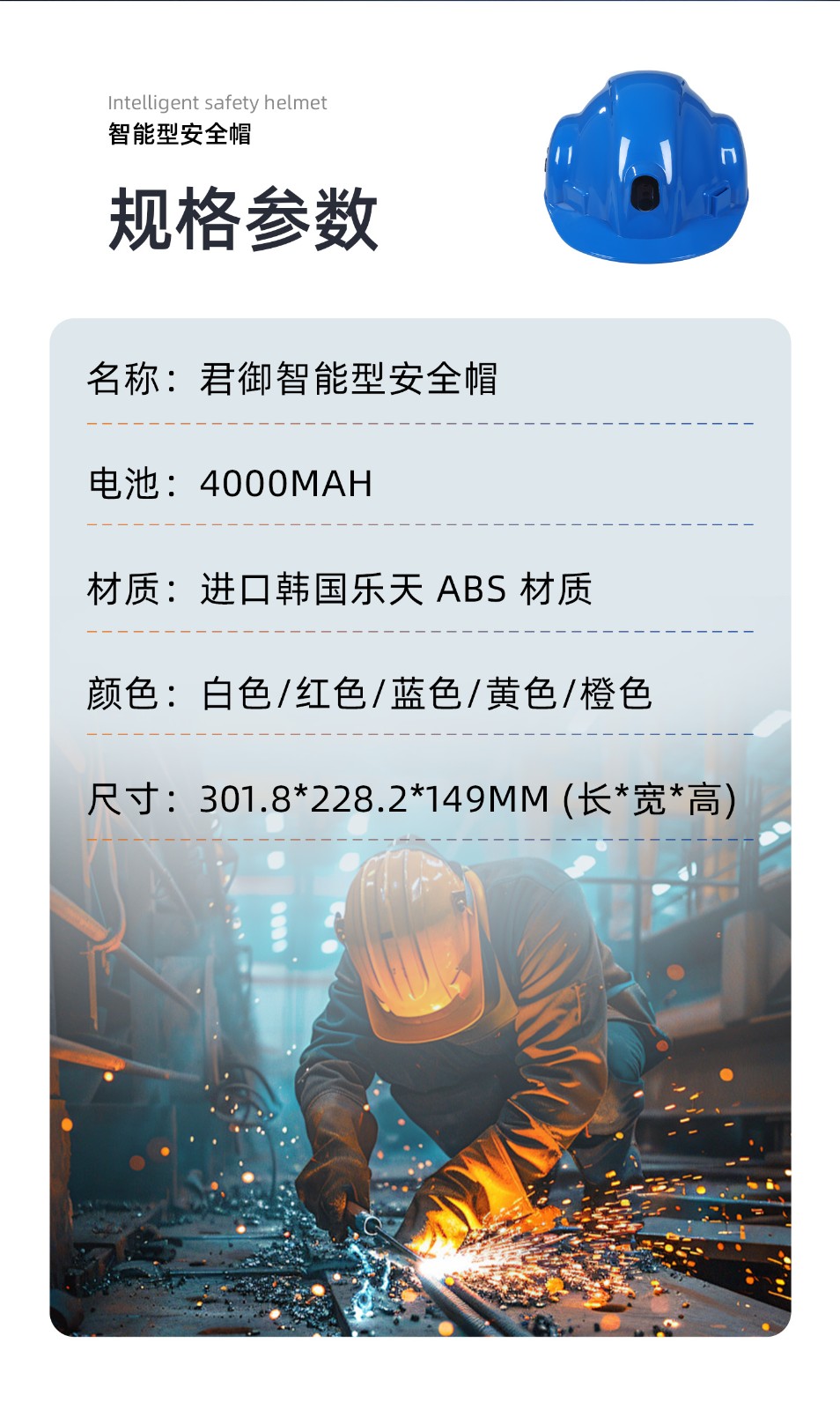 SAFEMAN 君御 ZN1101智能型安全帽基础款-蓝色