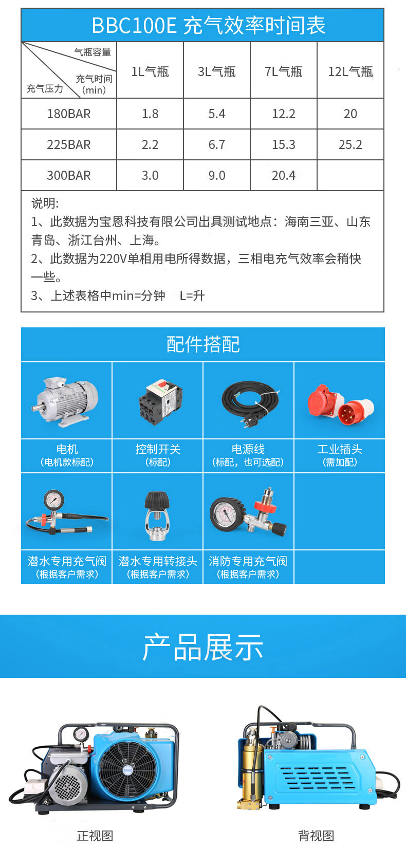 谋福 BBC100E 高压呼吸空气压缩机-100升/分钟