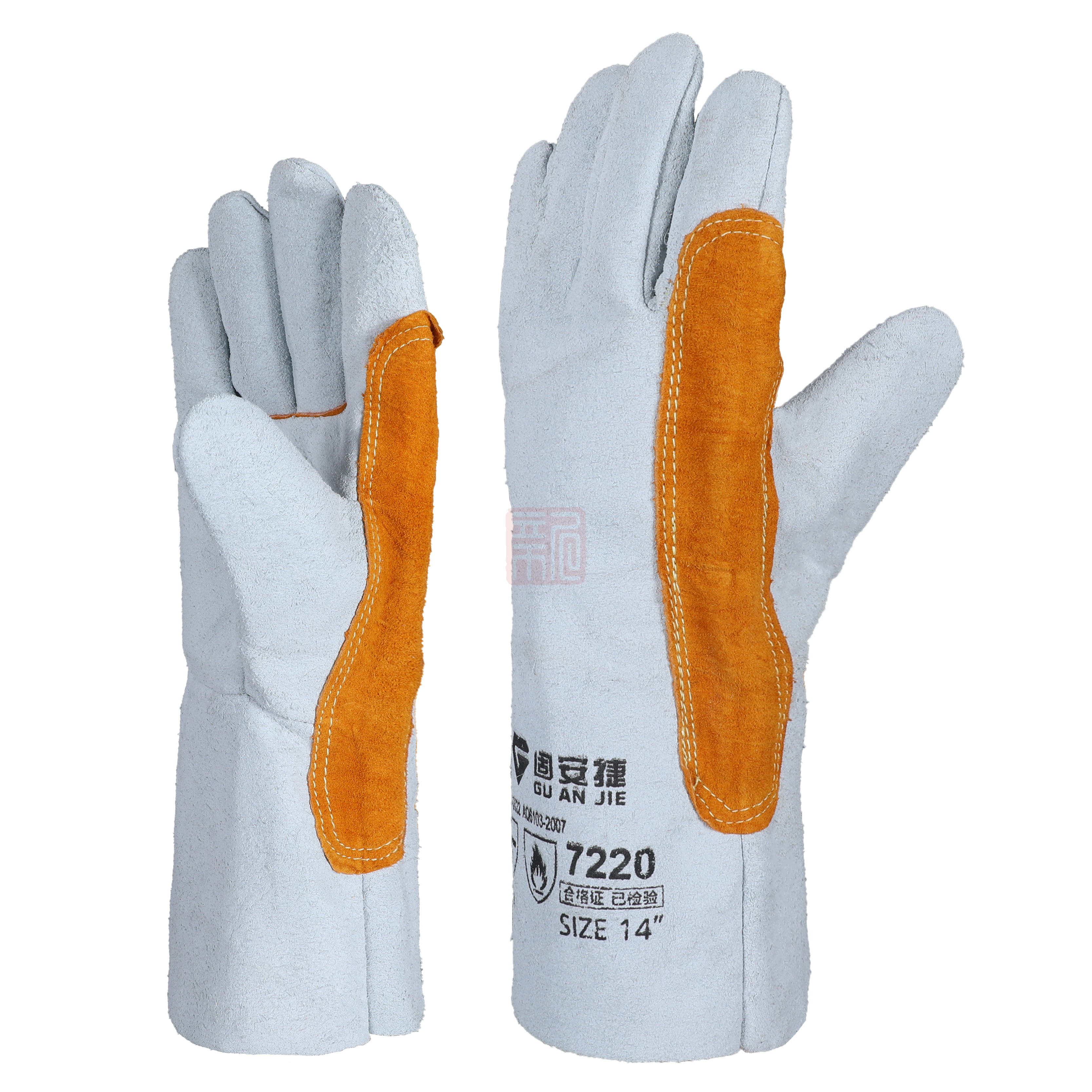 GUANJIE固安捷 7220 单层牛皮食指加托电焊手套（35CM） - 君御