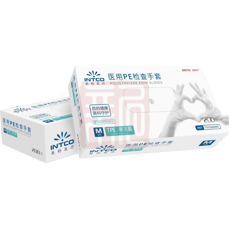 英科医疗 TGICM20004 医用PE检查手套 TPE 专利花纹-S 1.6g E8000B-00T - 英科医疗