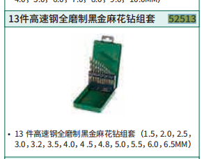 世达 52513 13件高速钢全磨制黑金麻花钻组套-13件套