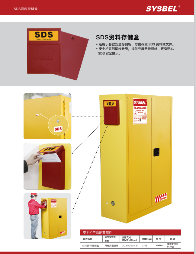 西斯贝尔 WAB001-1 SDS资料存储盒-红色