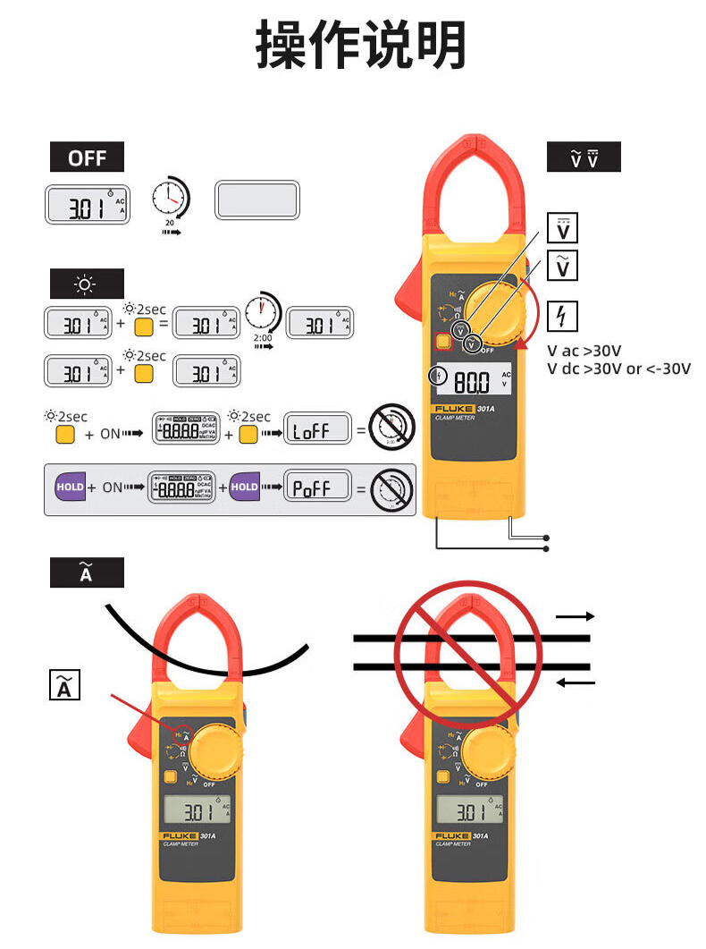 福禄克 FLUKE-301D/CN 钳形表-0.1A