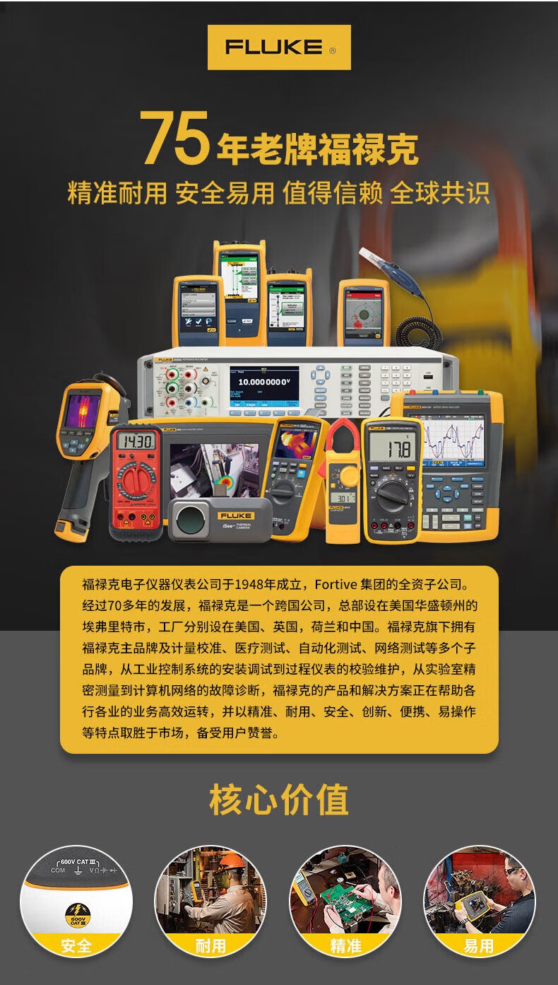 福禄克 FLUKE-301D/CN 钳形表-0.1A