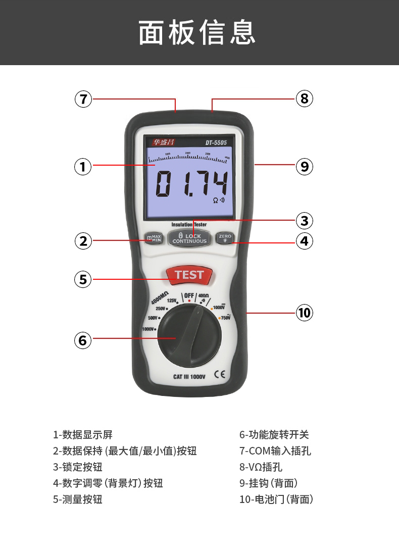华盛昌 DT-5500 电阻测试仪-1000V 