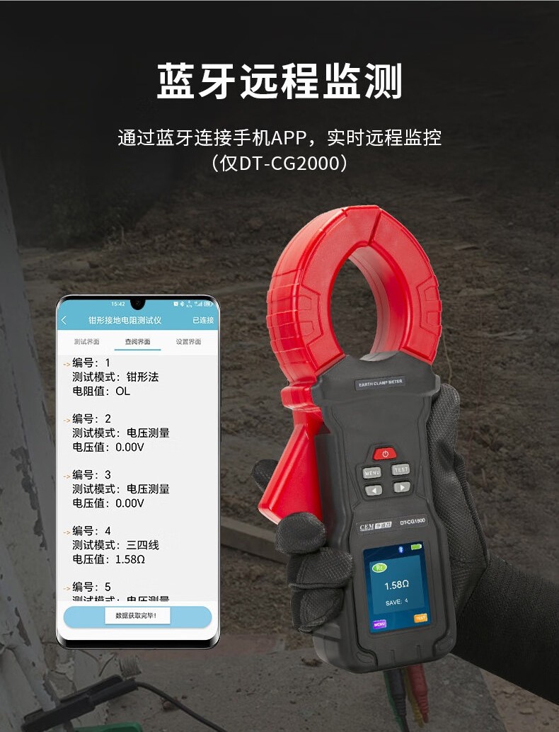 华盛昌 DT-CG2000 钳形接地电阻测试仪-地桩式-台