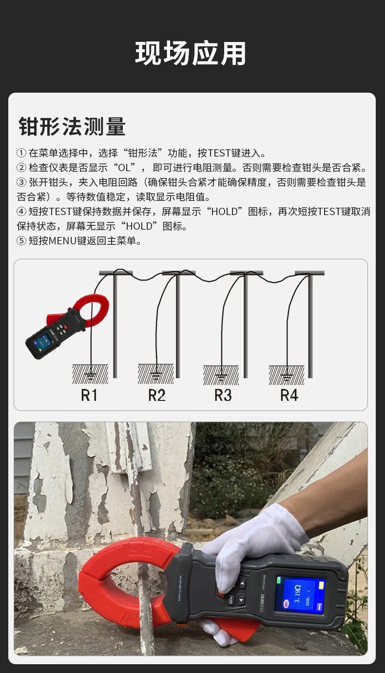 华盛昌 DT-CG2000 钳形接地电阻测试仪-地桩式-台