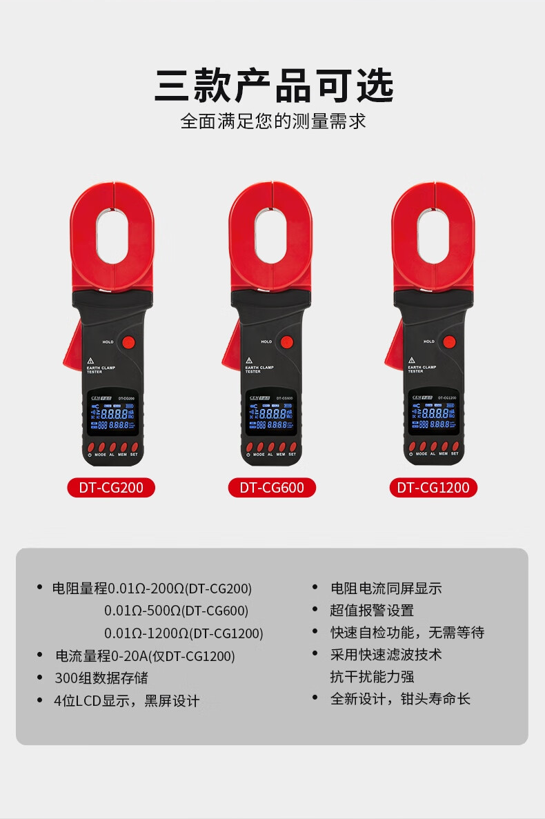 华盛昌 DT-CG600 钳形接地电阻测试仪-台