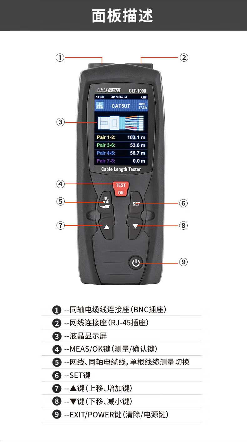 华盛昌 CLT-1000 电缆长度测试仪-台