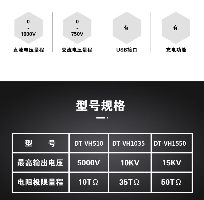 华盛昌 DT-VH510 高压绝缘电阻测试仪-1000V 