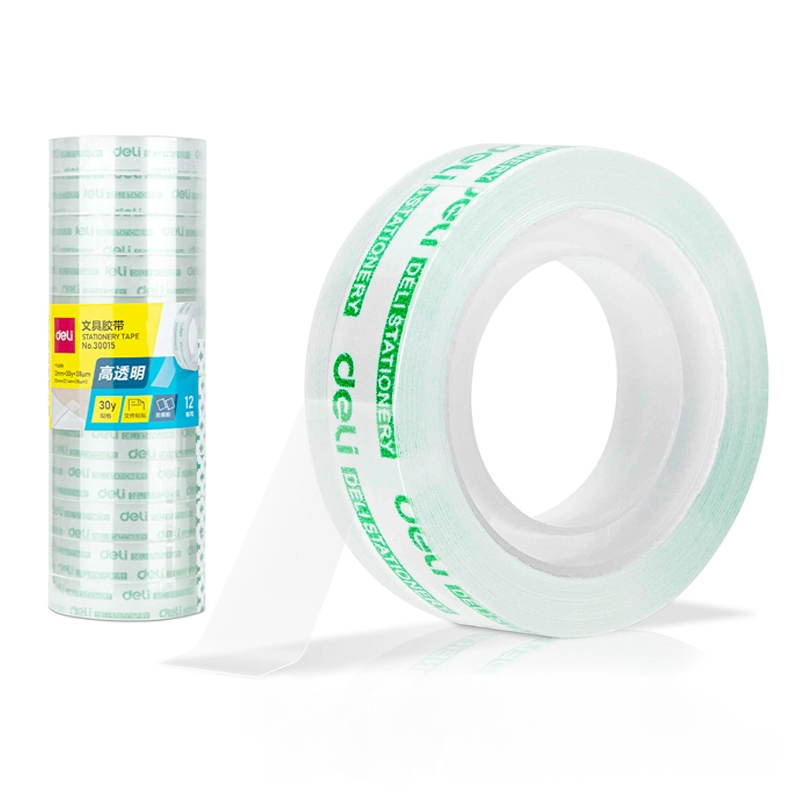 得力 30015 文具胶带 12mm*30y*38um 12卷/筒 （筒）