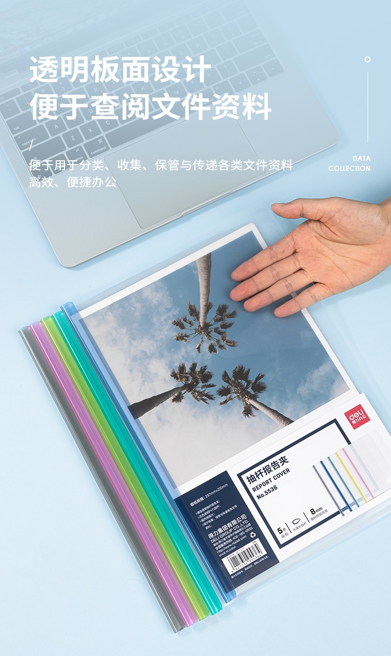 得力 5536 218*310mm抽杆夹 5只/包 (单位:包) 混色