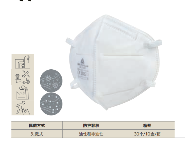 代尔塔 104201 欧标FFP2级别口罩可折叠款头戴式30个/10盒/箱