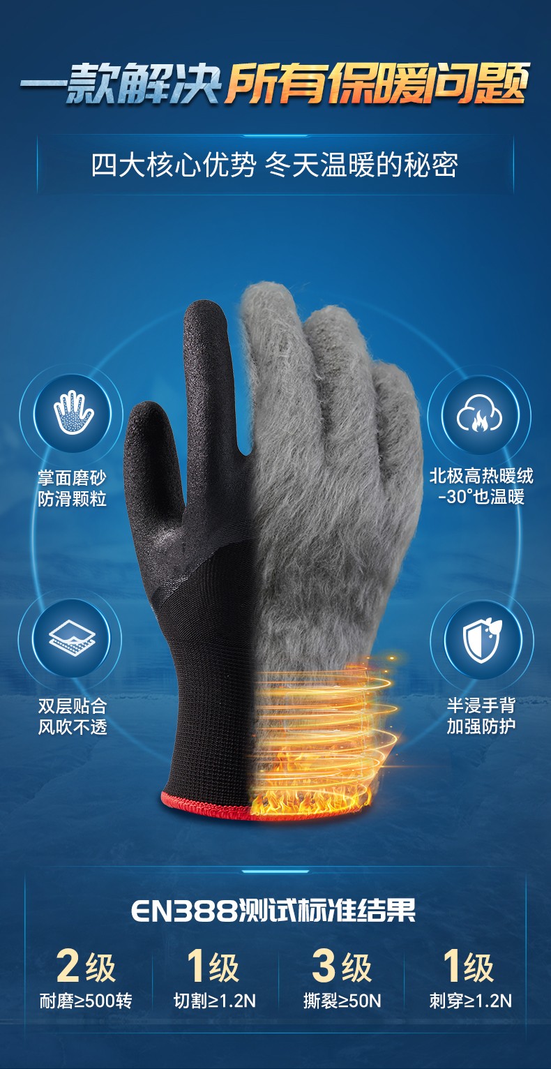 登升 北极狐306 -30℃防寒 防滑手套