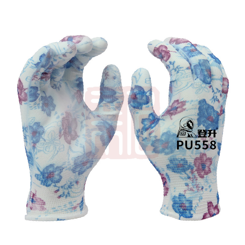 登升 PU558 十三针涤纶印花PU涂掌手套(四花色)-7