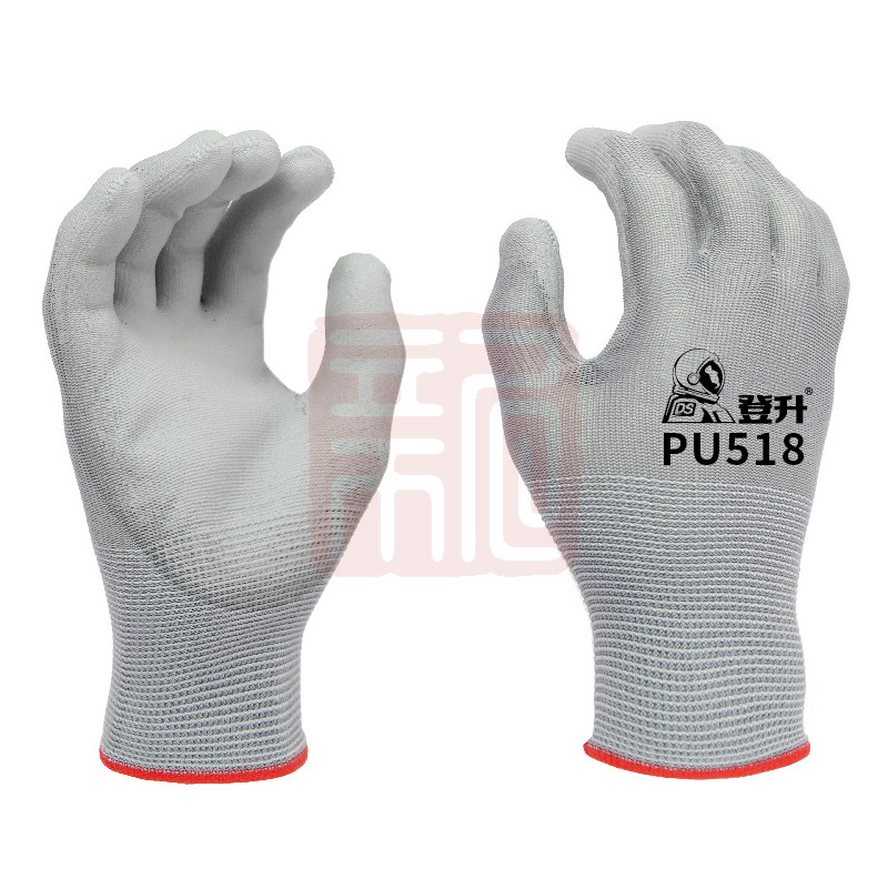 登升 PU518 13针涤纶PU涂掌手套-灰-9