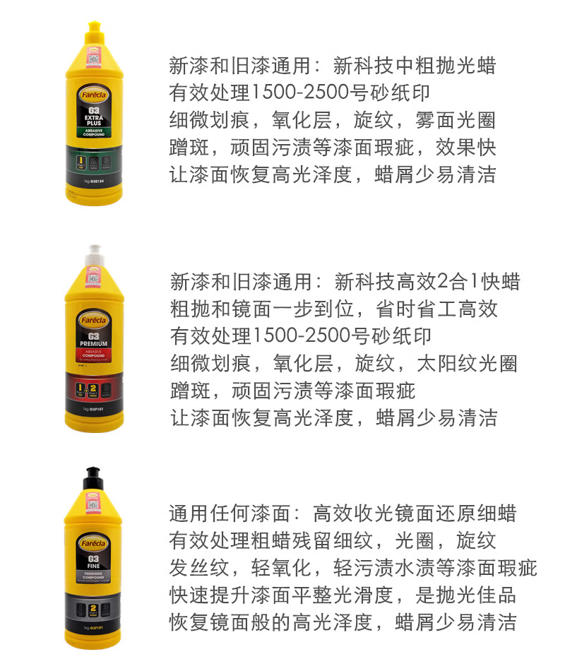 英国Farecla G3F101 Finish 抛光细蜡 1kg